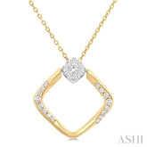 1/5 Ctw Cushion Shape Lovebright Round Cut Diamond Pendant With Chain in 10K Yellow and White Gold